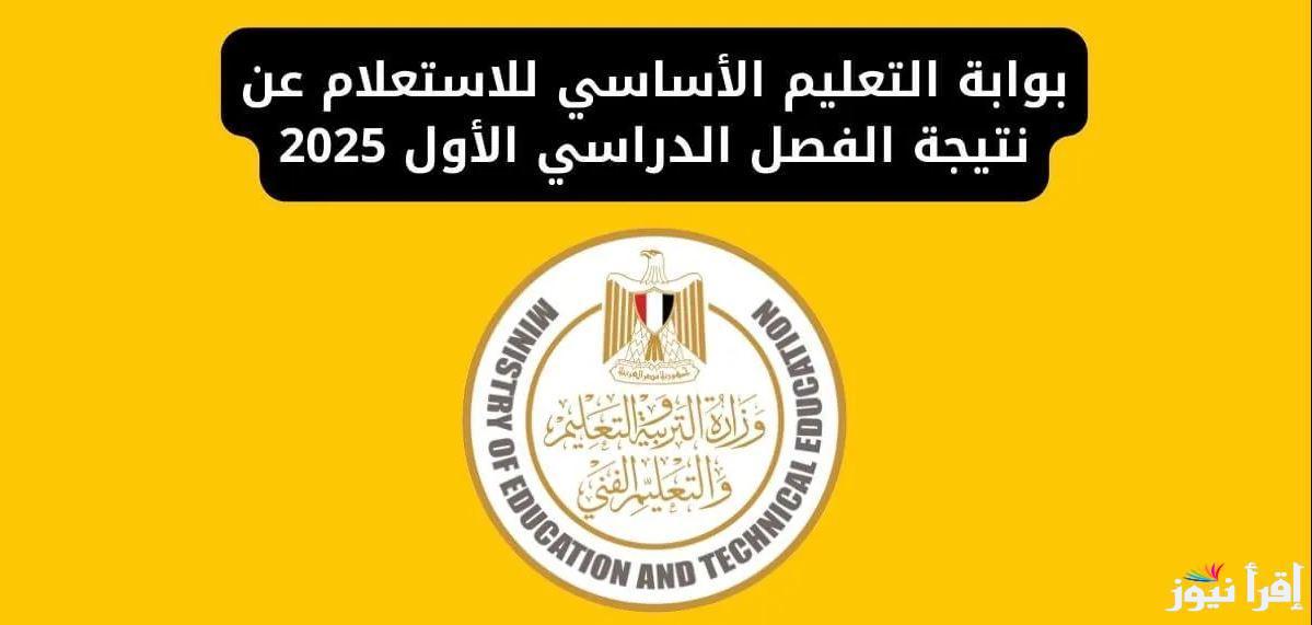 “بالاسم ورقم الجلوس” لينك موقع بوابة التعليم الأساسي للنتائج 2025 eduserv.cairo.gov.eg جميع المراحل في جميع المحافظات