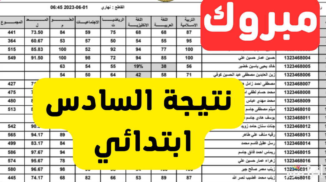 هسة استعلم عن نتيجة السادس ابتدائي تمهيدي في العراق 2025 نصف السنة