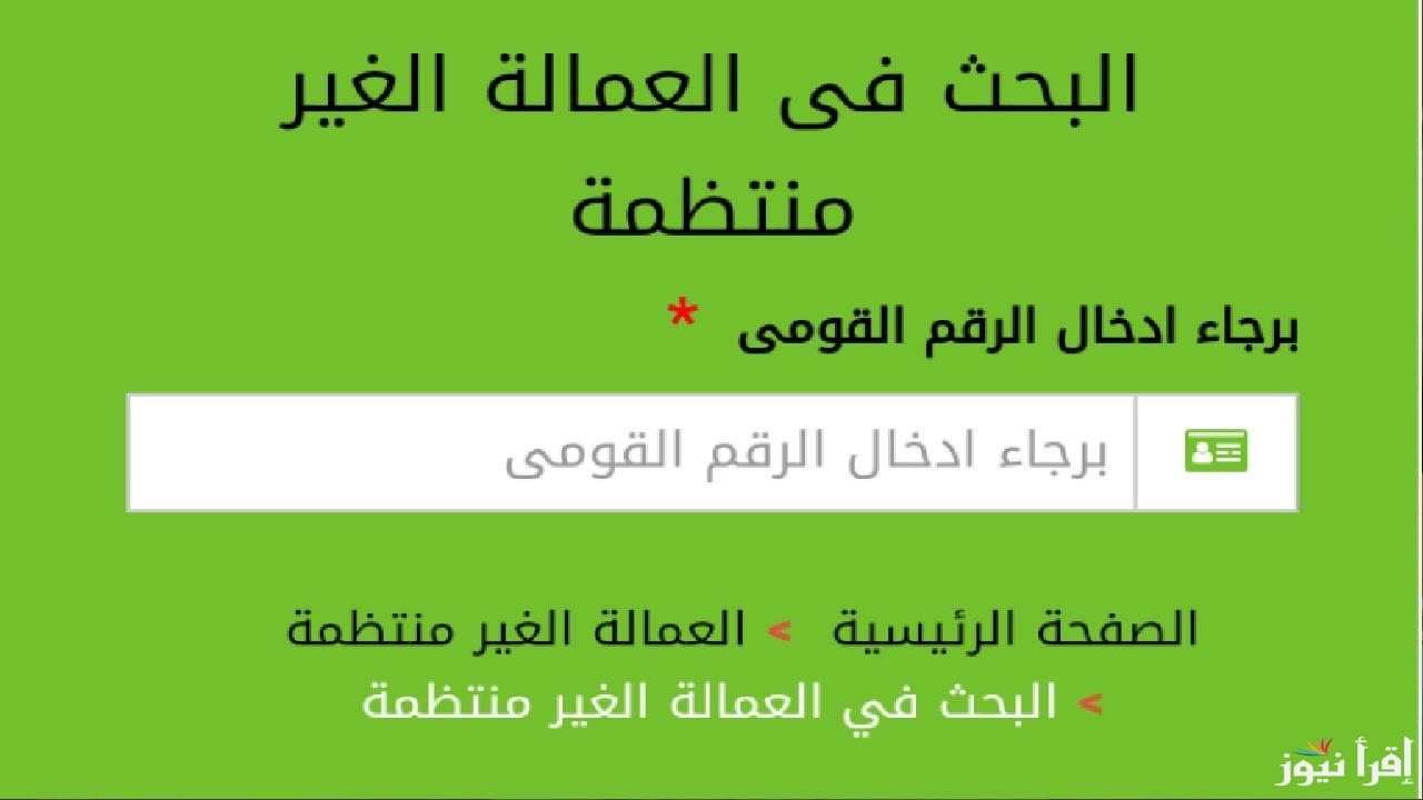من هنا الان .. رابط الاستعلام عن منحة العمالة الغير منتظمة 1000 جنية 2025 بالخطوات عبر الموقع الرسمي لوزارة العمل