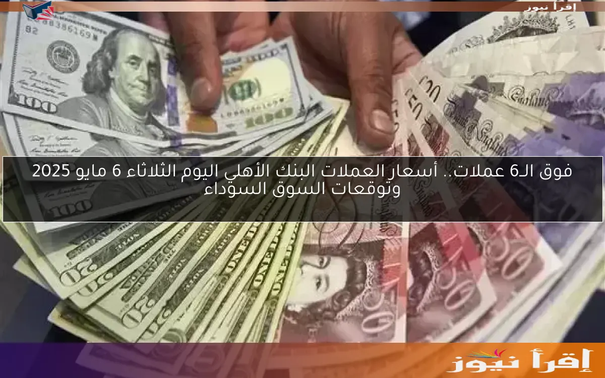 ‎فوق الــ6 عملات.. أسعار العملات البنك الأهلي اليوم الثلاثاء 6 مايو 2025 وتوقعات السوق السوداء