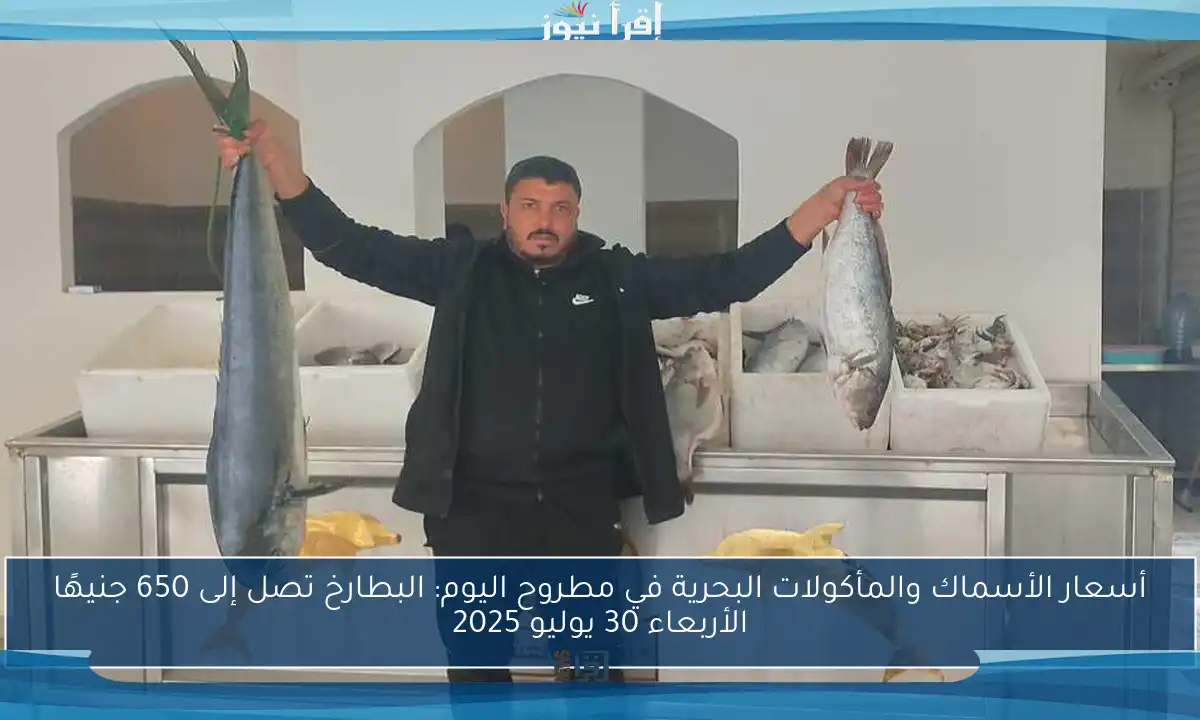 أسعار الأسماك والمأكولات البحرية في مطروح اليوم: البطارخ تصل إلى 650 جنيهًا الأربعاء 30 يوليو 2025