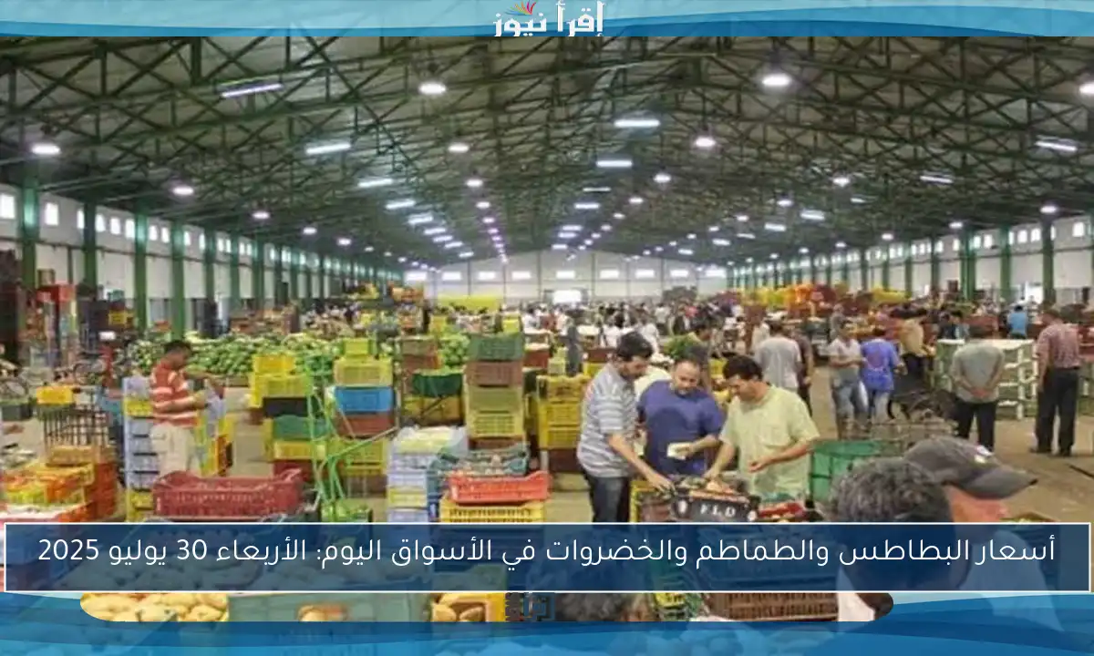 أسعار البطاطس والطماطم والخضروات في الأسواق اليوم: الأربعاء 30 يوليو 2025