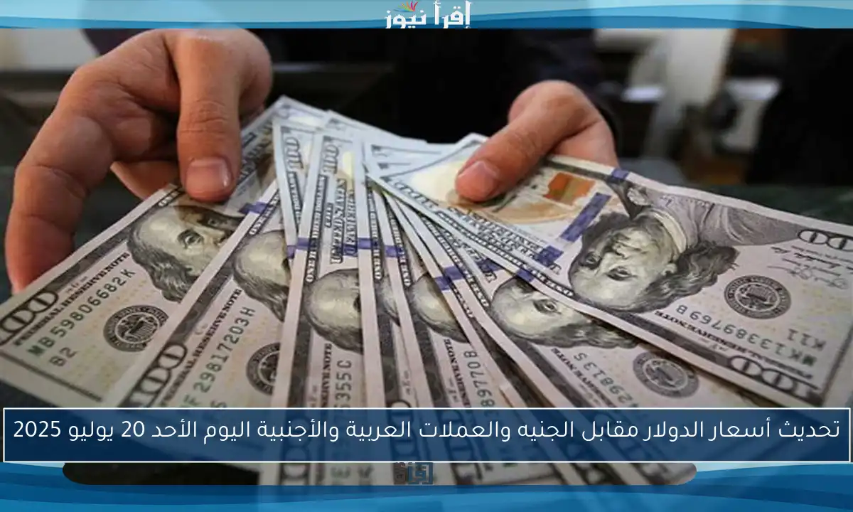 تحديث أسعار الدولار مقابل الجنيه والعملات العربية والأجنبية اليوم الأحد 20 يوليو 2025