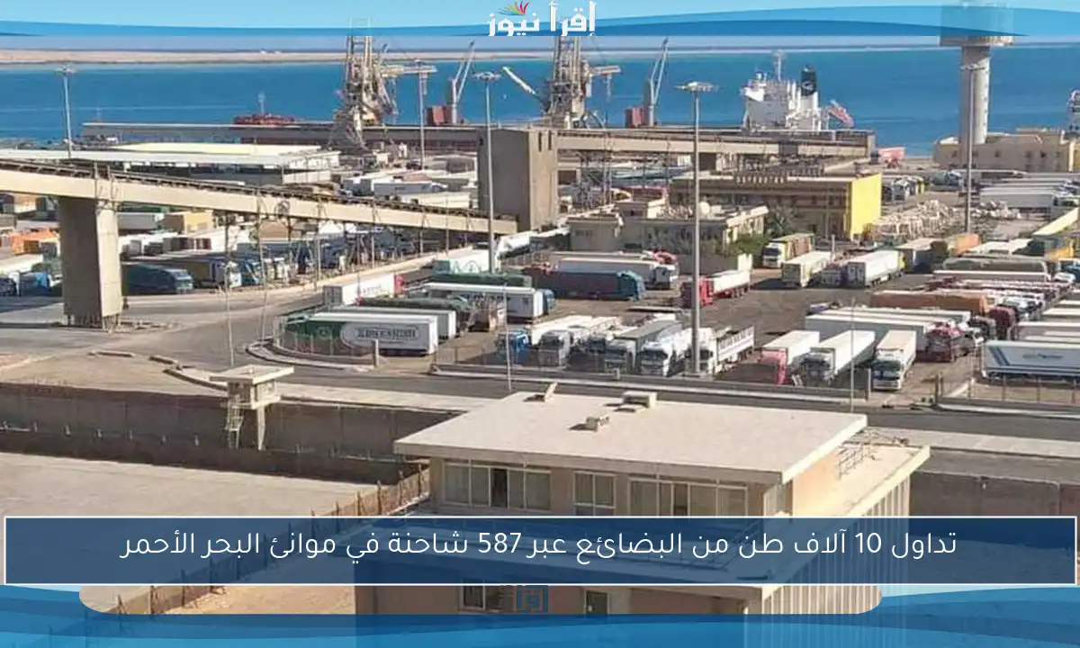 تداول 10 آلاف طن من البضائع عبر 587 شاحنة في موانئ البحر الأحمر