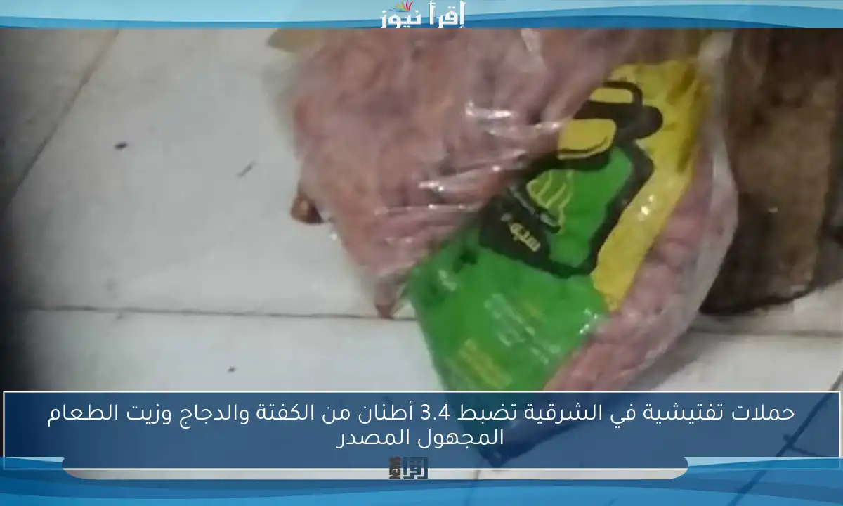 حملات تفتيشية في الشرقية تضبط 3.4 أطنان من الكفتة والدجاج وزيت الطعام المجهول المصدر