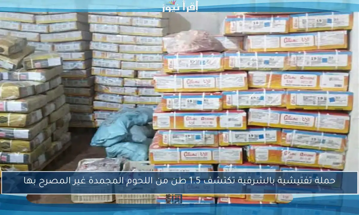 حملة تفتيشية بالشرقية تكتشف 1.5 طن من اللحوم المجمدة غير المصرح بها