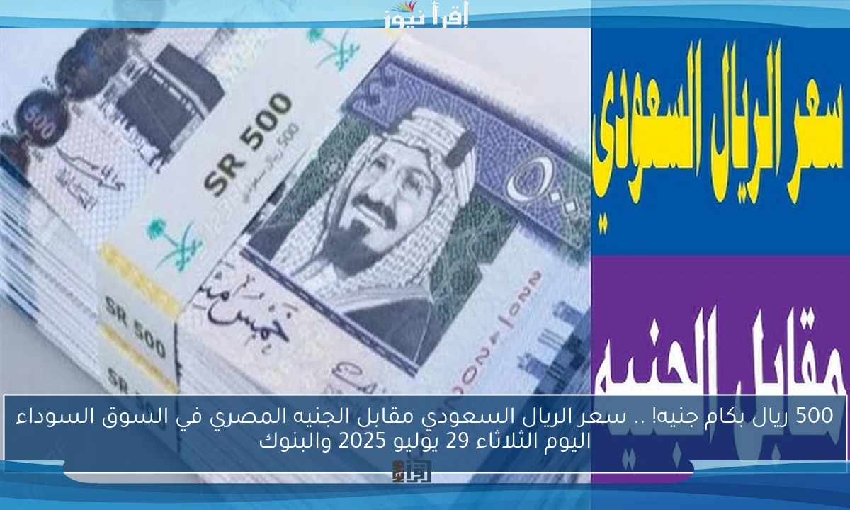 500 ريال بكام جنيه! .. سعر الريال السعودي مقابل الجنيه المصري في السوق السوداء اليوم الثلاثاء 29 يوليو 2025 والبنوك