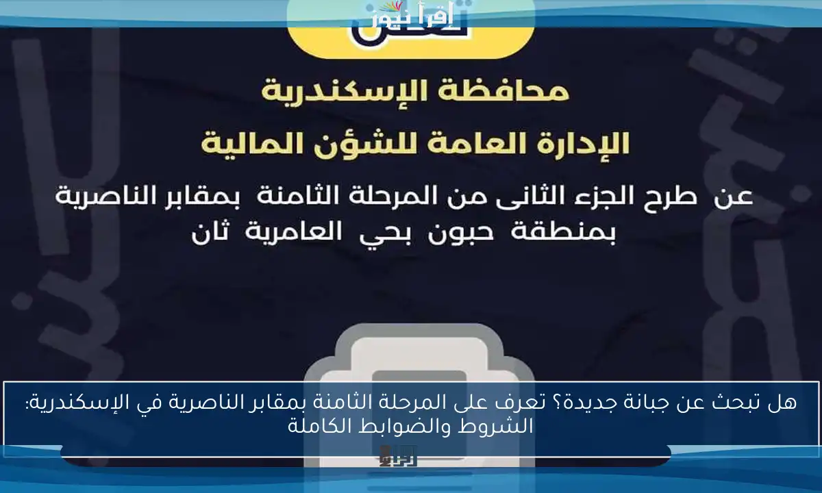 هل تبحث عن جبانة جديدة؟ تعرف على المرحلة الثامنة بمقابر الناصرية في الإسكندرية: الشروط والضوابط الكاملة