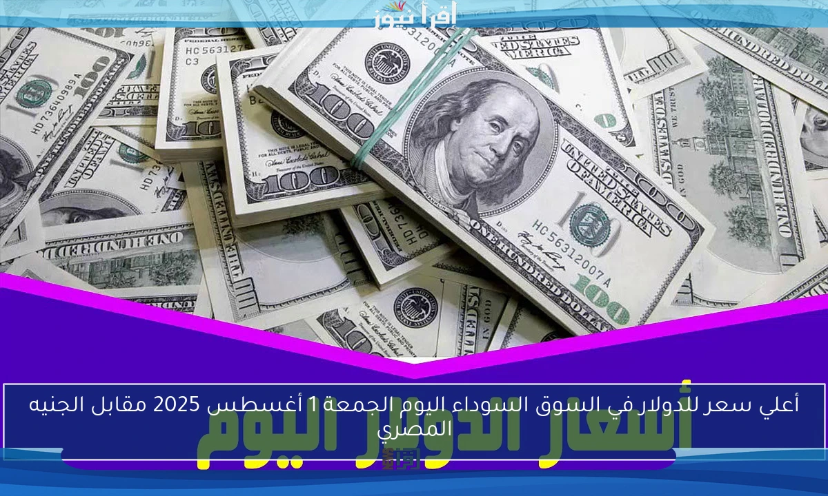 أعلي سعر للدولار في السوق السوداء اليوم الجمعة 1 أغسطس 2025 مقابل الجنيه المصري
