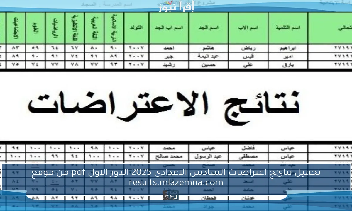 تحميل نتائج اعتراضات السادس الاعدادي 2025 الدور الاول pdf من موقع results.mlazemna.com
