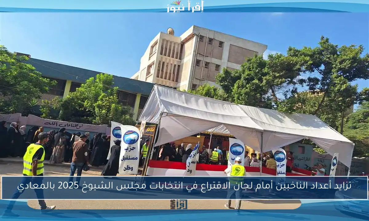 تزايد أعداد الناخبين أمام لجان الاقتراع في انتخابات مجلس الشيوخ 2025 بالمعادي