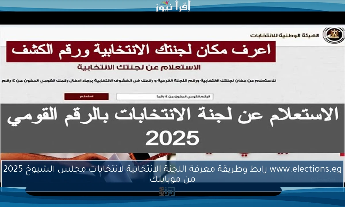 www.elections.eg رابط وطريقة معرفة اللجنة الانتخابية لانتخابات مجلس الشيوخ 2025 من موبايلك