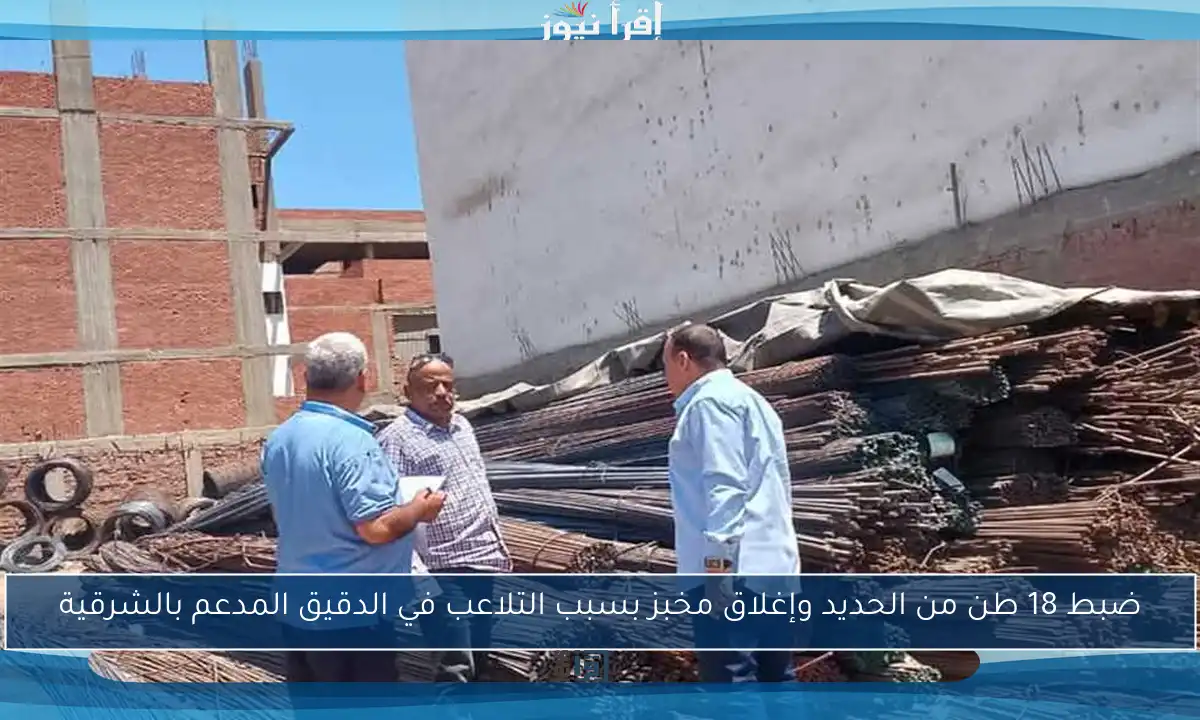 ضبط 18 طن من الحديد وإغلاق مخبز بسبب التلاعب في الدقيق المدعم بالشرقية